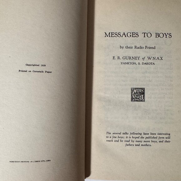 Vintage 1929 Book "Messages To Boys" Radio Friend By E.R. Gurney Morality HC Vtg - Picture 2 of 16